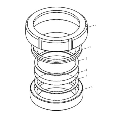 Exploded view — tank weldable sight glass sanitary DN connection (numbered parts)