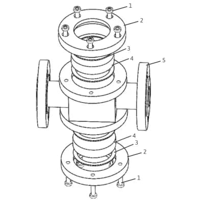 Flanged Double Window Sight Flow Indicator - High Pressure — parts diagram